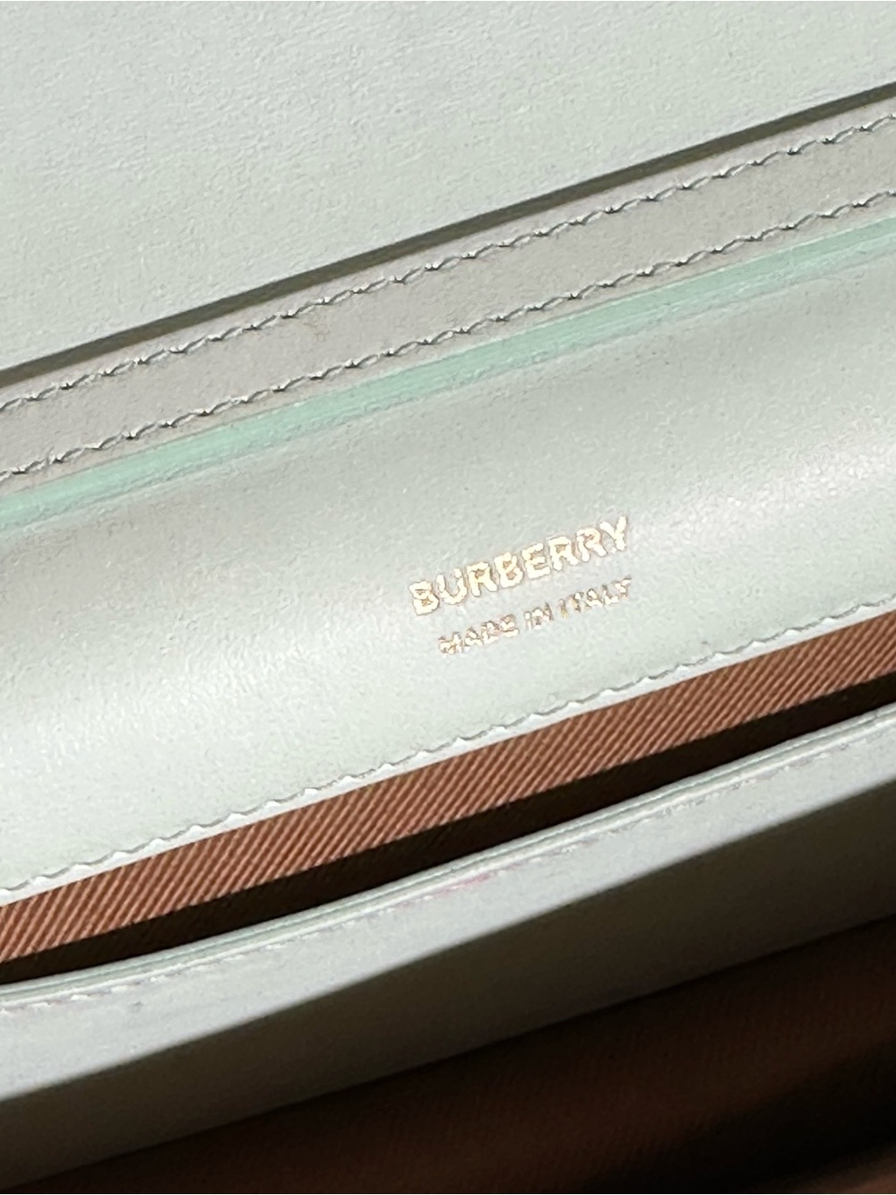 Burberry Quilted Leather Crossbody in Mint Green with Gold Hardware - Picture 6 of 7